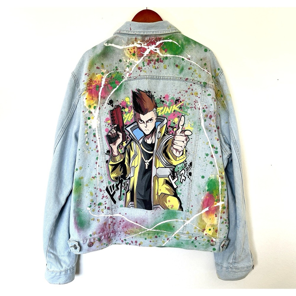 Custom Anime Cyberpunk David Martinez Denim Jacket Size XXL Unisex Edgerunners